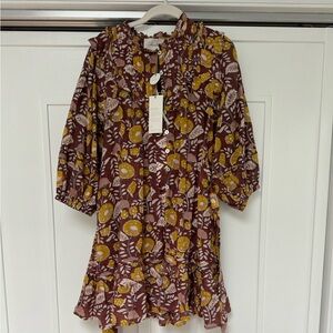 Cleobella patterned mini dress. Size L. NWT